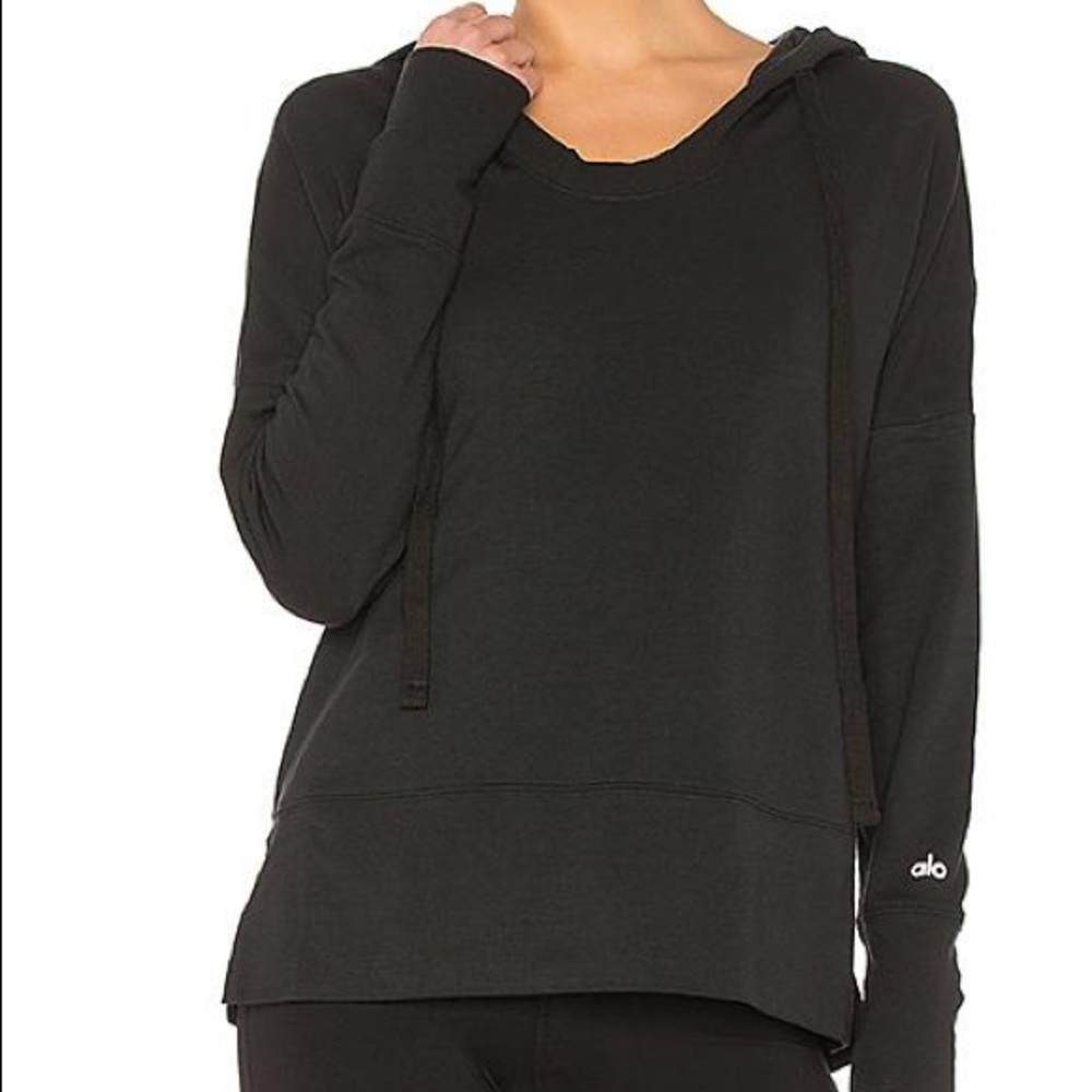 ALO YOGA Fluid Tunic Long Sleeve Top in Dark grey